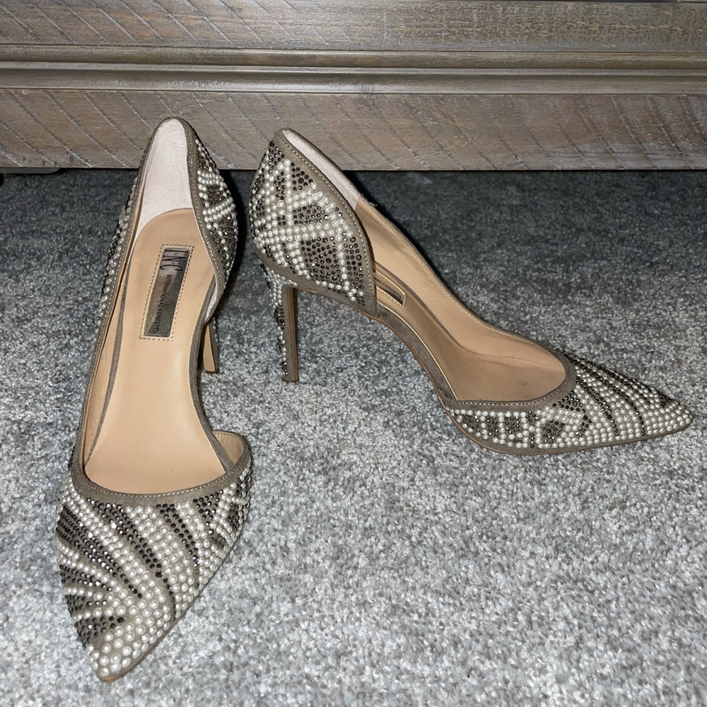 INC Pearl Rhinestone Heels